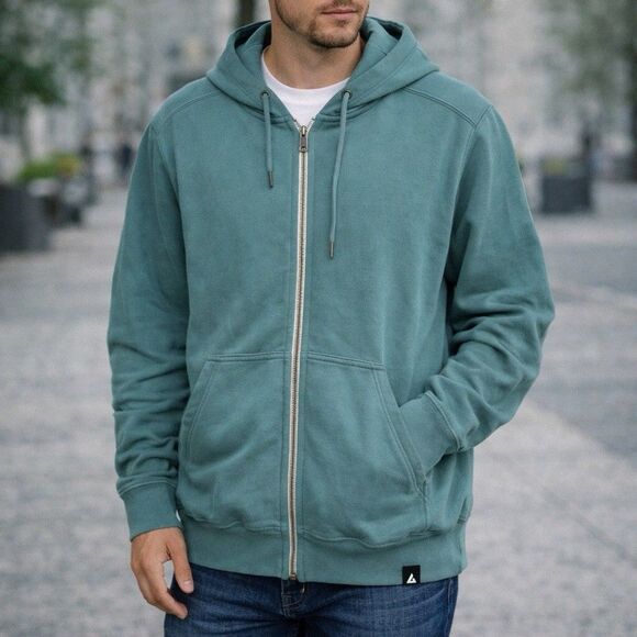 American Giant Heavyweight Hoodie Men's XXL Green Full Zip Heavy USA Made